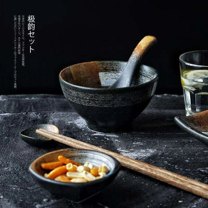 Exquisite Japanese-Inspired Ceramic Tableware Set - Frosted Bowls and Plates for Upscale Dining - Très Elite