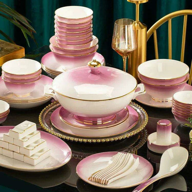 Exquisite Jingdezhen Bone Porcelain Dining Set: Sophisticated Tableware for Upscale Dining Events