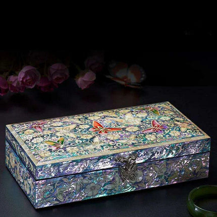 Exquisite Mother of Pearl Butterfly Keepsake Box with Elegant Lid - Très Elite
