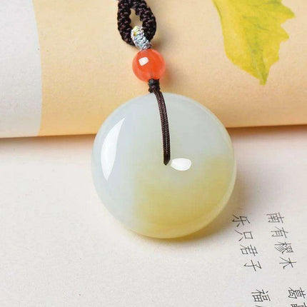 Exquisite Natural Hetian Jade Lucky Pendant Necklace- Très Elite- Très Elite