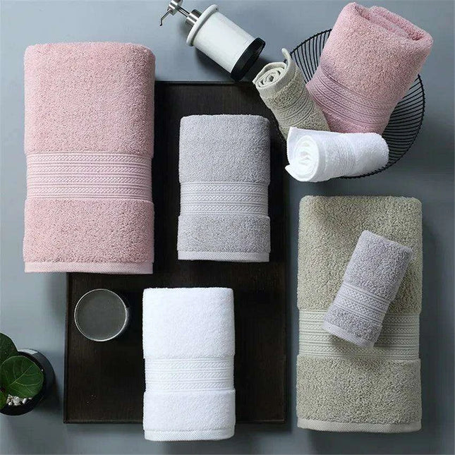 Exquisite Pakistani Cotton Towel Set: Deluxe Terry Cloth Collection for Bathing, Facial Care, and Beach Use