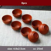 Exquisite Portable 8-Piece Handmade Yixing Purple Clay Teacup Set for Tea Lovers - Très Elite
