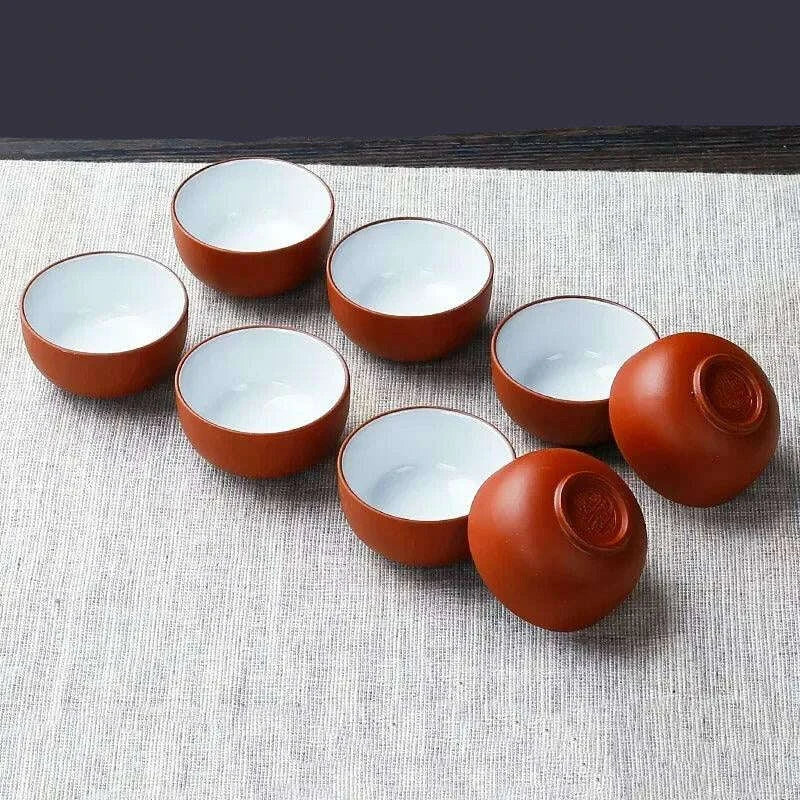 Exquisite Portable 8-Piece Handmade Yixing Purple Clay Teacup Set for Tea Lovers - Très Elite