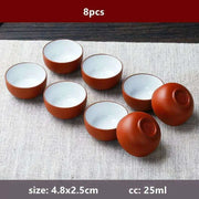 Exquisite Portable 8-Piece Handmade Yixing Purple Clay Teacup Set for Tea Lovers - Très Elite
