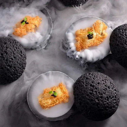 Exquisite Smoked Black Volcanic Stone Bowl Set for Gourmet Enthusiasts..
