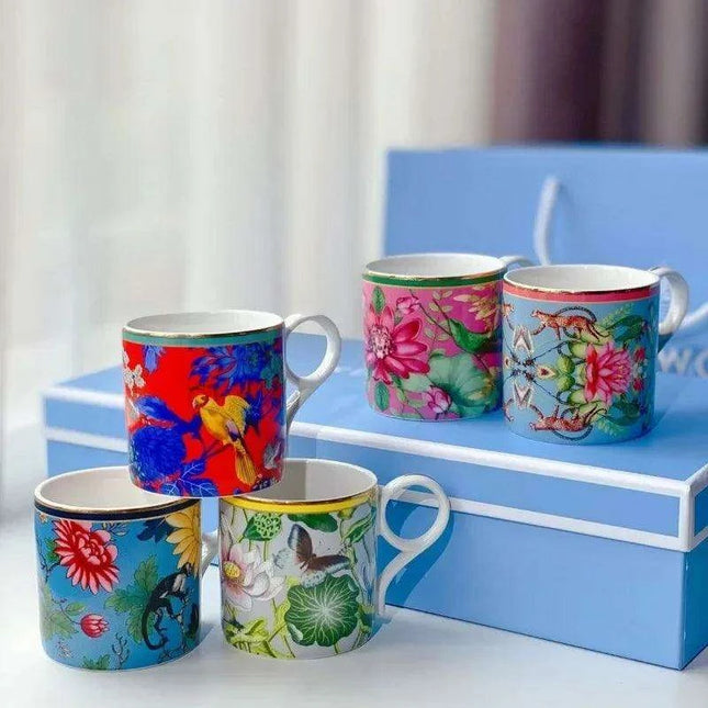 Exquisite Spring European Bone China Coffee Cup Set - Luxurious Serveware Collection