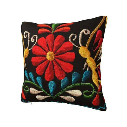 Exquisite Velvet Cushion Covers Featuring Mexican Butterfly and Floral Embroidery for Stylish Home Decor - Très Elite