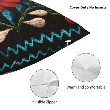 Exquisite Velvet Cushion Covers Featuring Mexican Butterfly and Floral Embroidery for Stylish Home Decor - Très Elite