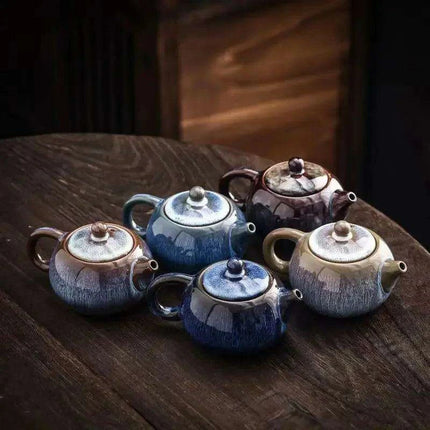 Exquisite Yixing Style Porcelain Teapot - 250ml Elegant Star Glaze Tea Set for Artful Brewing - Très Elite