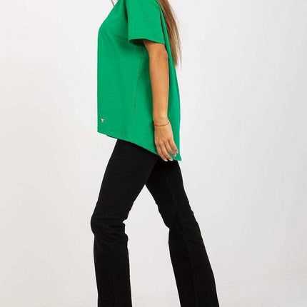 Extended Back Round Neck Tee for Women with Short Sleeves - Très Elite
