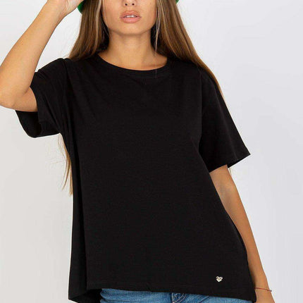Extended Back Round Neck Tee for Women with Short Sleeves