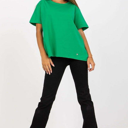 Extended Back Round Neck Tee for Women with Short Sleeves