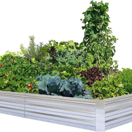 Extra-Large Galvanized Metal Raised Garden Bed with Advanced Drainage Features - Très Elite