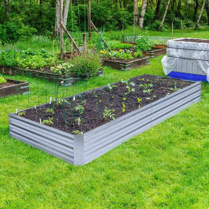 Extra-Large Galvanized Metal Raised Garden Bed with Advanced Drainage Features - Très Elite