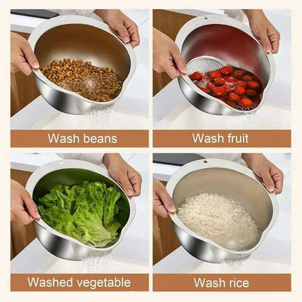 Extra-Large Stainless Steel Colander with Innovative Slanted Design for Effortless Washing - Très Elite
