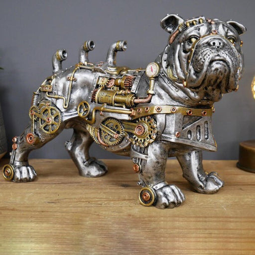 Punk Dog Resin Craft with Mechanical Twist for Unique Home Decor