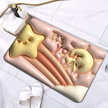 Elegant 3D Floral Design Quick-Dry Bath Mat