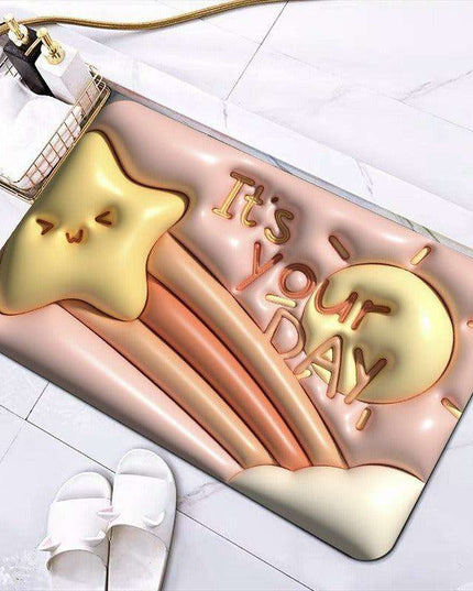 Elegant 3D Floral Design Quick-Dry Bath Mat