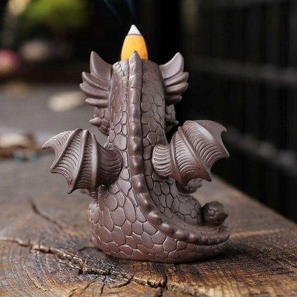 Mystical Dinosaur Treasure Backflow Incense Burner in Purple Sand for Tranquil Atmosphere