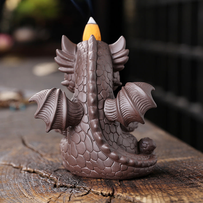 Purple Sand Dinosaur Treasure Backflow Incense Burner with Enchanting Smoke Effect