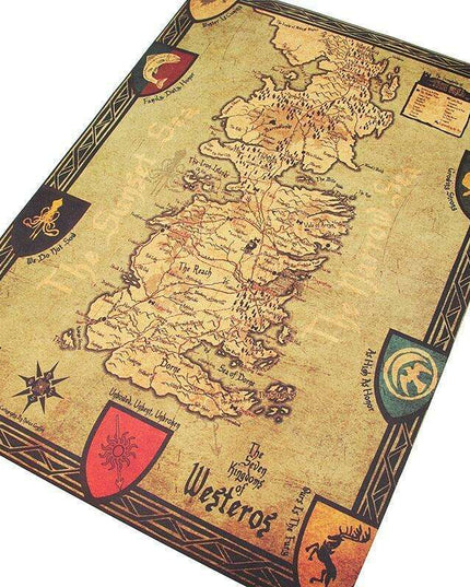 Westeros Map Retro Kraft Paper Wall Art - Game of Thrones Vintage Poster