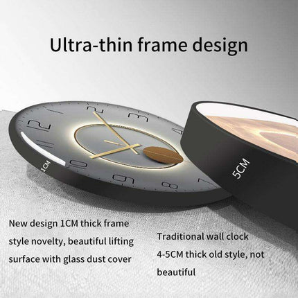 Sophisticated 12-Inch Silent Wall Clock with Curved Glass and Wooden Backing for Timeless Elegance