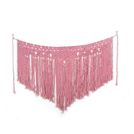 Boho Pink Cotton Wall Tapestry with Elegant Bohemian Flair for Home Decor