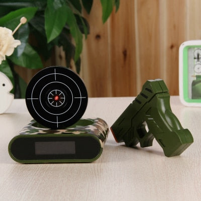 Interactive Shooting Alarm Clock with Target Game Modes and Personalized Sound Recording