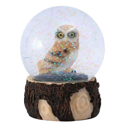 Mystical Owl Crystal Sphere Sculpture - Whimsical Home Accent