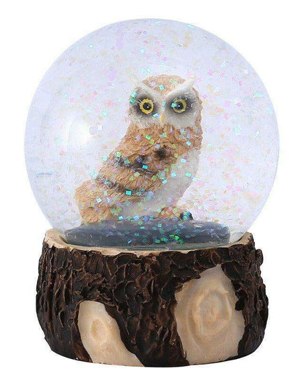 Mystical Owl Crystal Sphere Sculpture - Whimsical Home Accent