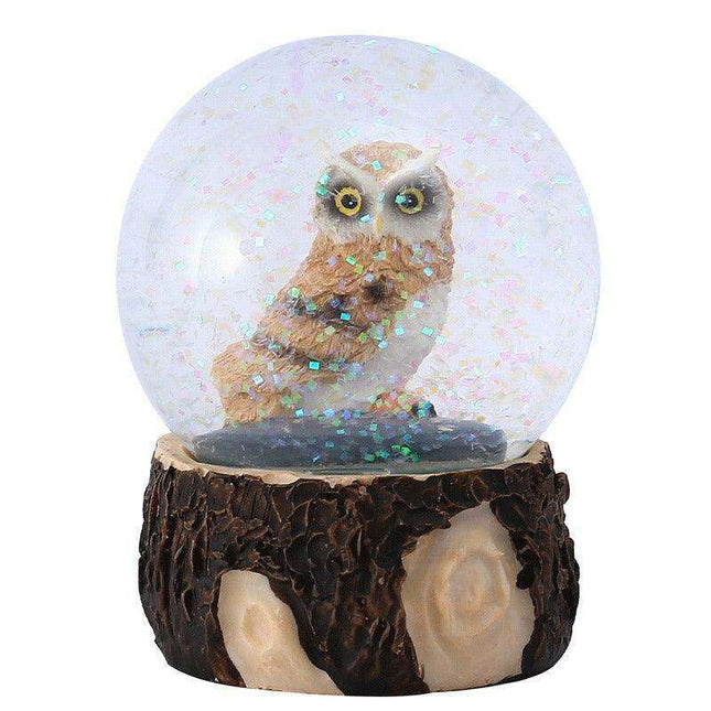 Mystical Owl Crystal Sphere Sculpture - Whimsical Home Accent