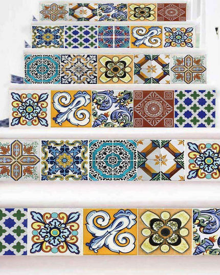 Transform Your Stairs with Stylish Abstract Geometric Decals