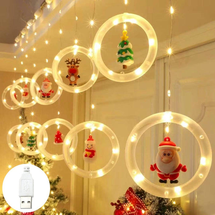 Santa Claus LED Curtain Light Set for a Cozy Christmas Atmosphere