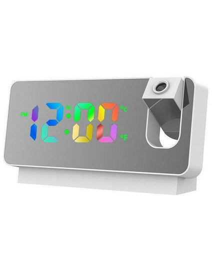 Silent Rotating LED Projection Alarm Clock with Digital Thermometer and Customizable Display