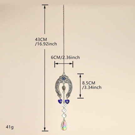 Enchanting Crystal-Embellished Iron Evil Eye Dream Catcher Necklace