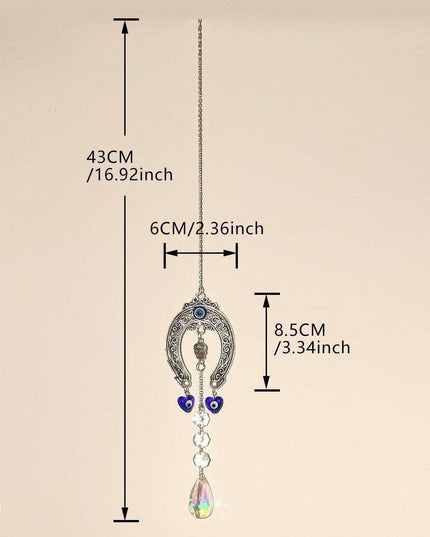 Enchanting Crystal-Embellished Iron Evil Eye Dream Catcher Necklace