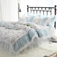 Elegant Botanica Ruffle Lace Bedding Set for Girls - Queen Size, 100% Cotton