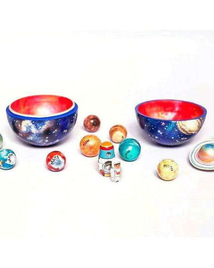 Celestial Harmony Artisan Wooden Solar System Model