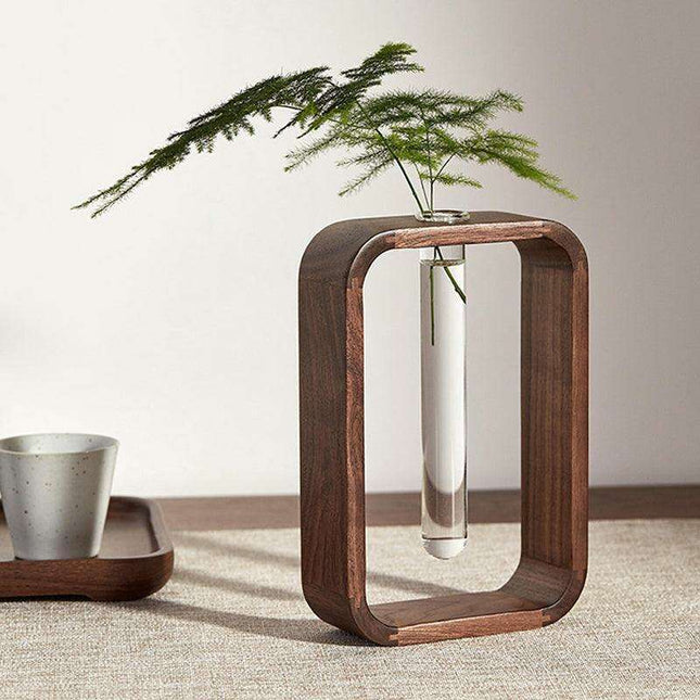 Retro Walnut Hydroponic Planter - Timeless Botanical Elegance