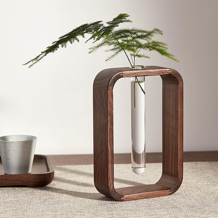 Retro Walnut Wooden Hydroponic Planter - A Timeless Touch of Botanical Beauty