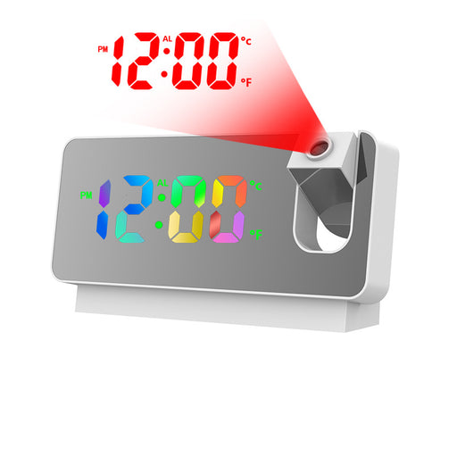 Projection LED Alarm Clock with 180° Rotation - Digital Clock with Thermometer and Silent Movement