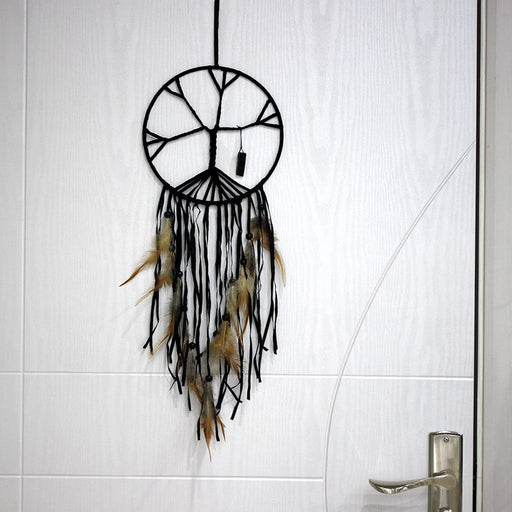 Enchanted Tree of Life Dream Catcher with Black Feathers - Mystical Dreamcatcher for Kids' Room
