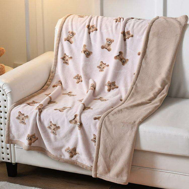 Adorable Cartoon Fleece Baby Blanket: Double-Layered Winter Warmth Must-Have
