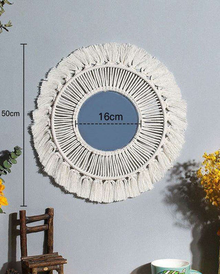 Bohemian Bliss: Artisan Cotton Tapestry with Wooden Bead Accents