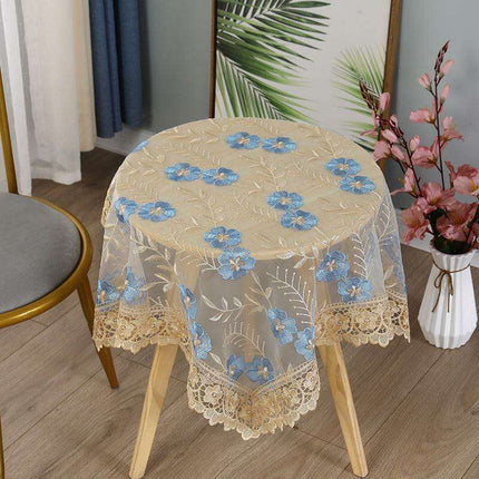 Luxe Embroidered Floral Lace Dining Table Cover