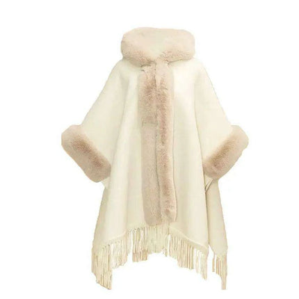 Fabulous Fur-Trimmed Batwing Poncho for Trendsetting Women - Très Elite
