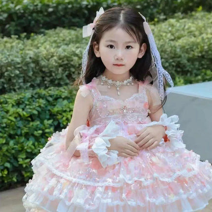 Fairy Tale Pink Lace Floral Dress for Baby Girls - Très Elite