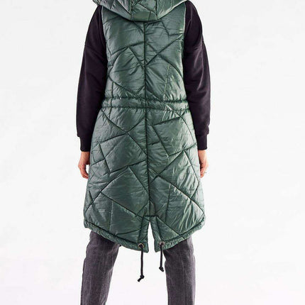 Fall Wardrobe Essential: Quilted Shimmer Hooded Vest with Adjustable Waist - Stylish Layer - Très Elite