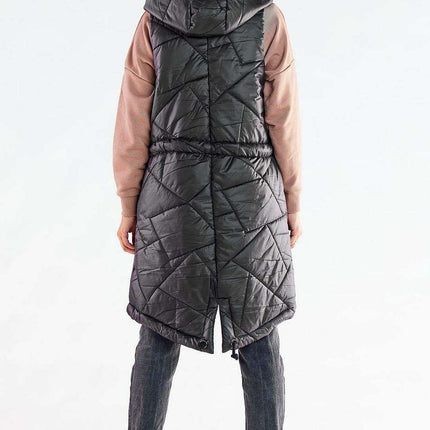 Fall Wardrobe Essential: Quilted Shimmer Hooded Vest with Adjustable Waist - Stylish Layer - Très Elite