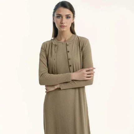 Fall Women's Cardigan and Maxi Dress Ensemble with Sleeveless Top Set of 2 - Très Elite